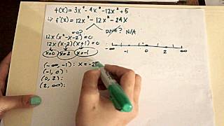 How to determine the open intervals on which f(x)=3x^4-4x^3-12x^2+5 is increasing or decreasing