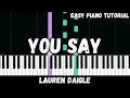 Lauren Daigle - You Say (Easy Piano Tutorial)