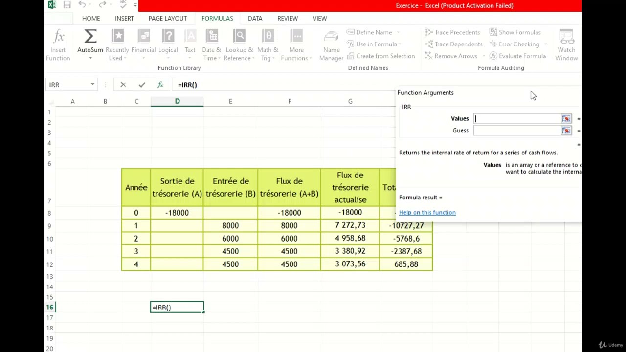 16 Le Taux De Rentabilité Interne Sur Excel || ANALYSE FINANCIÈRE DES ...