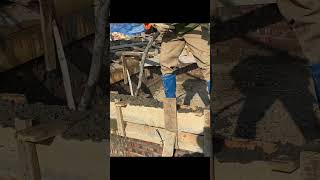 Pouring Concrete for House Foundation with Primitive Tools | Classic Construction, #construction