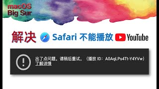 【修复解决】MacOS 系统 Safari 不能播放 YouTube 视频错误 提示“出了点问题，请稍后重试。播放 ID” 的错误问题解决方法 Big Sur Safari 如何开启4k和8k分辨率