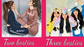 Two besties vs three besties cartoon dp pics , stylish for girls @issuniqueshivi