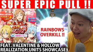 SUPER Epic Pull Summon!! Valentine \u0026 Hollow Realization Units Showcase (SAO Memory Defrag)【メモデフ】