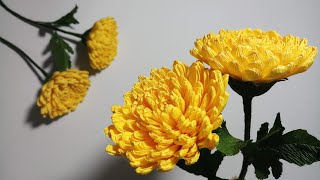 How to make Chrysanthemum Paper Flower/Hướng dẫn làm hoa cúc từ giấy nhún/Flwer paper/Tini_Handmake