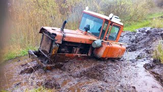 Nobody expected this! The bulldozer fell into the swamp! Heavy tracked equipment works off-road!