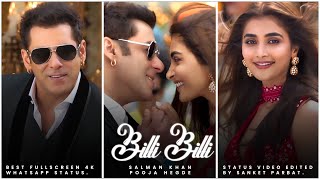 Salman Khan : Billi Billi Song Fullscreen Status | Pooja Hegde | Billi Billi Song Status | #shorts