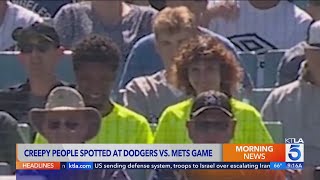 Creepy figures spotted behind home plate at Dodger Stadium