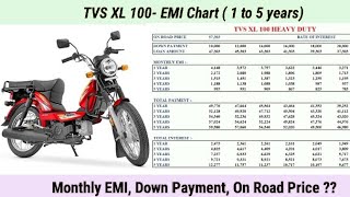 TVS XL 100 Heavy Duty EMI, Down Payment, Price || TVS XL 100 On road price