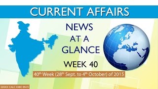 Current Affairs News at a Glance 40th Week (28th Sep to 4th Oct) of 2015