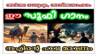 അർത്ഥസമ്പുഷ്ടം/അതിമനോഹരം ഈ സൂഫിഗാനം. നഫ്സിന്റെ  ഹവ മാറണം, നീതന്നെ ഹുവയാകണം. സൂഫിഗാനം