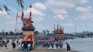 令和六年愛知県半田市亀崎潮干祭　前の日　海浜曳き下ろし