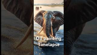 African Bull Elephant Oil Painting #shorts #elephant #art