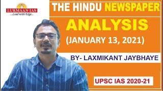 The Hindu Newspaper Analysis | January 13, 2021 | By Laxmikant Jaybhaye | UPSC  | Current Affairs
