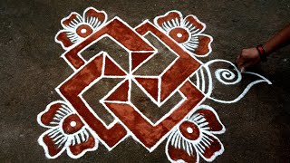 Puratasi matham special flowers padi kolam| pandaga muggullu| beautiful rangoli