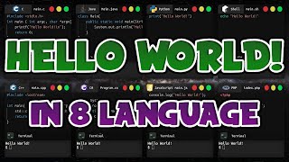 Hello World in 8 Languages - #ASMR #code #learn
