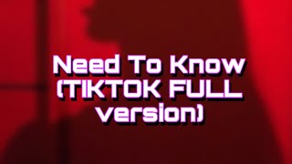Doja Cat - Need to Know (full Version-TikTok sound {slowed+reverb}