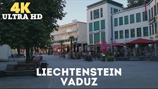 Liechtenstein. Vaduz. Morning Walk. 4K Ultra HD.