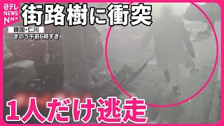 【韓国・仁川】街路樹に衝突  1人だけ逃走…車内に3人残し