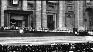 Pilgrims gather for Christian feast and Corpus Christi procession passes along wa...HD Stock Footage