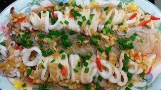 Steamed squid with vermicelli