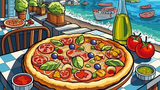 Eating Pizza in Napoli Italy Summer Vacations Zen Color #PaintbyNumbers #coloringbook