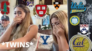 COLLEGE DECISION REACTIONS | TWINS | HARVARD, YALE, STANFORD, PRINCETON, UCLA, AND MORE| 2022