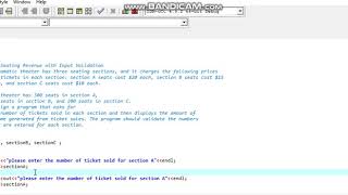 input validation c++ with exercise(Theatre Sections)