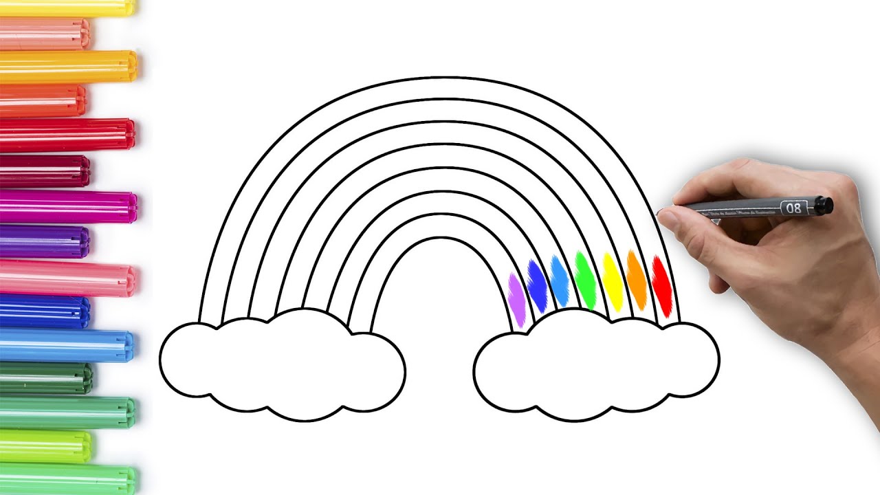 Easy Rainbow Drawing How To Draw A Colorful Rainbow Youtube