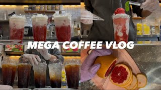 [MEGA VLOG]🍓딸기지옥🍓메가커피브이로그 / 메가커피 알바 / 카페알바브이로그/ 대학생브이로그 / 메가커피딸기라떼 / cafe asmr / 알바브이로그