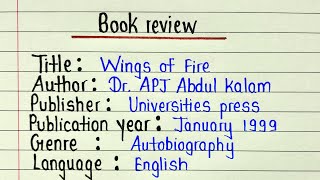Book review writing- Wings of fire//How to write a book review in english//Non fiction book review