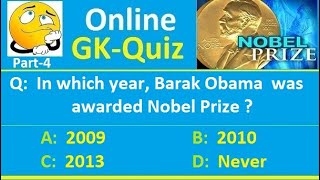 Nobel Prizes : GK MCQ Quiz with answers (Part-4)