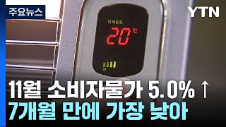 11월 소비자물가 5.0% 상승...7개월 만에 가장 낮아 / YTN