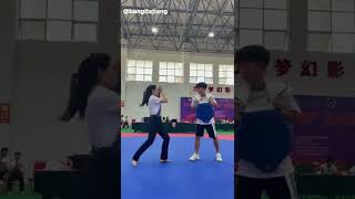 Korean powerfull combo kick taekwondo girl