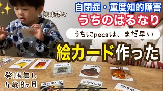 絵カード作った【発語無し、4歳8ヶ月】うちにpecsはまだ早い　自閉症・重度知的障害　うちのはるなり