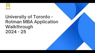 How to Apply to Rotman MBA: Walkthrough of the Rotman MBA 2024 application