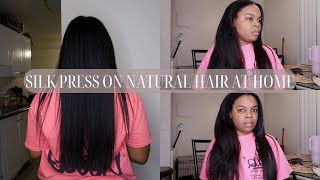 How To: Silk Press Your Natural Hair At Home | Curly to Straight Hair