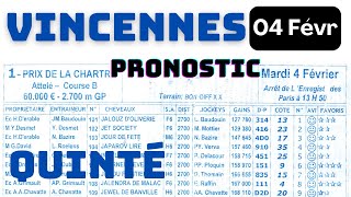 Programme 04 Févreir Programme Quinté du demain VINCENNES