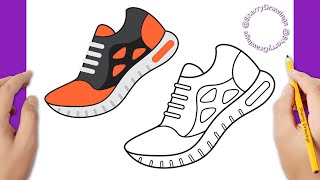 How to draw a running shoe / draw sneakers easy