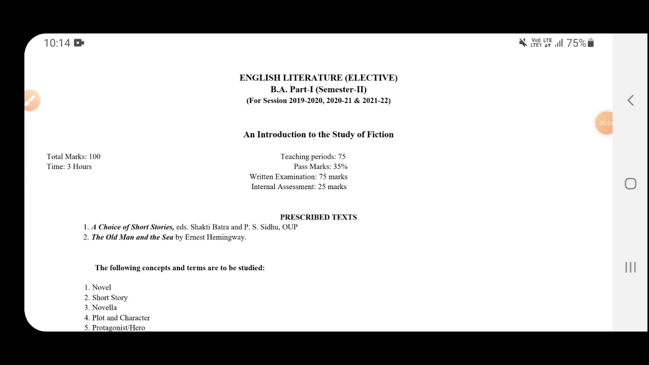 Syllabus For English Literature Class B.A Sem 2nd. - YouTube