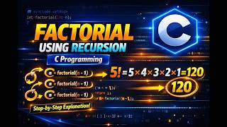 Factorial of a Number using Recursive in C| Step-by-Step to calculate factroial| C programming
