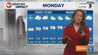 Steady forecast: Lows in the mid 60s, Highs in the low 80's