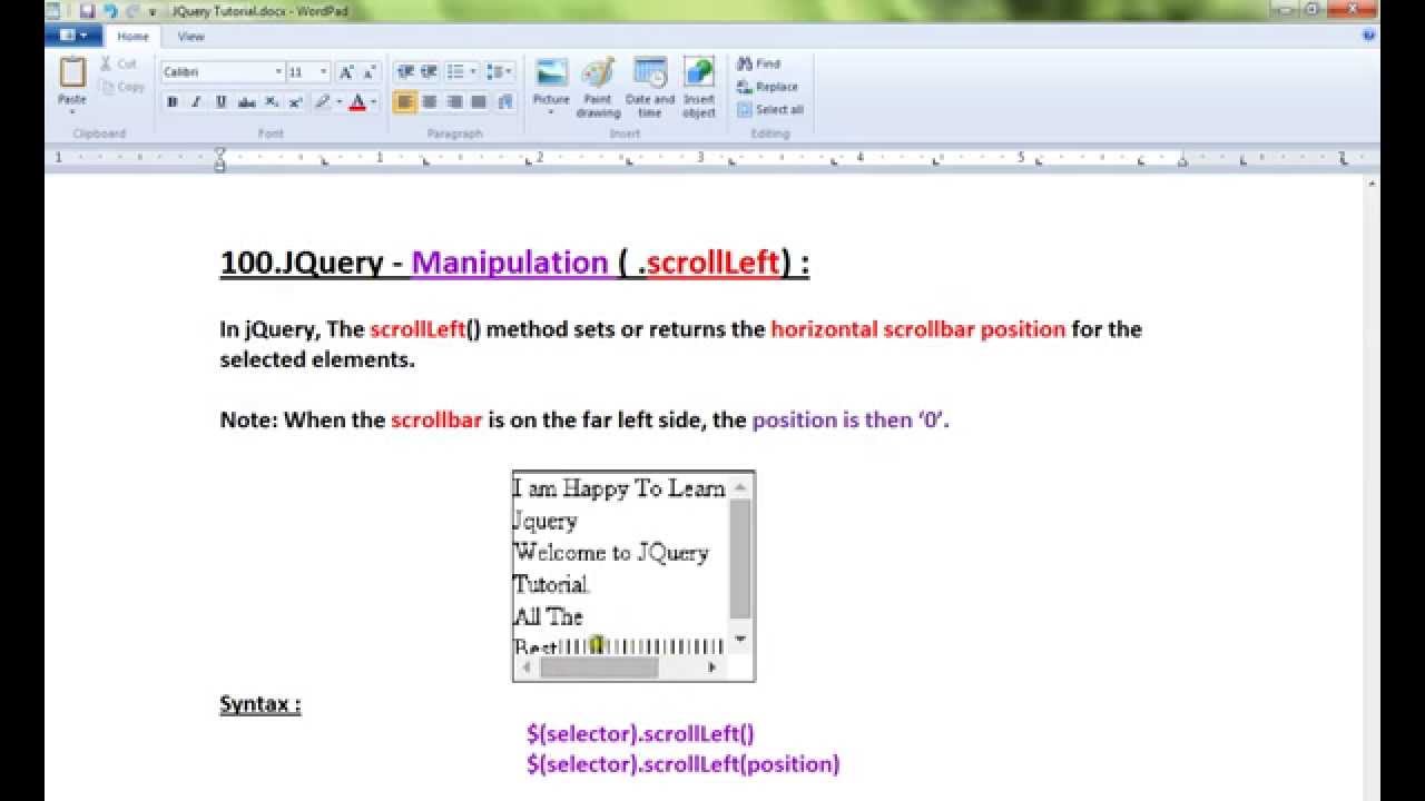 SCROLLLEFT METHOD IN JQUERY DEMO - YouTube