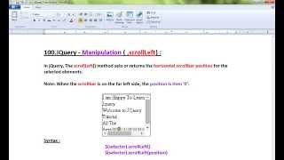 SCROLLLEFT METHOD IN JQUERY DEMO
