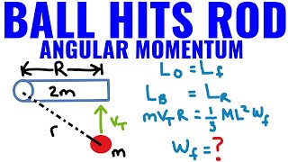 Ball Hits Rod With Angular Momentum Example (AP Physics 1)