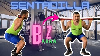 SENTADILLA CON BARRA Z //TECNICA CORRECTA//(EZ CURL BAR SQUAT)