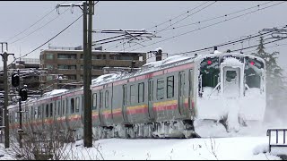 雪まみれのE129系B27編成【4K】信越本線下り1323M柏崎→長岡→新潟