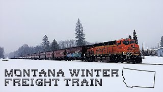 Winter Freight Train in Troy, Montana