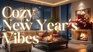 Cozy New Year’s Eve Ambience ✨ Fireworks, Fireplace \u0026 Jazz Music 🎷 Relaxing Holiday Vibes