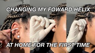 Changing my forward helix at home easy || Kendra Anyekai