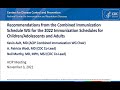 Nov 3, 2021 ACIP Meeting - Immunization Schedules